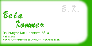 bela kommer business card